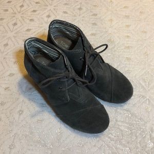 Toms Grey Ankle Wedge Booties